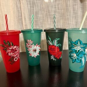 Starbucks Floral Tumbler Set in Red, Green, and Teal